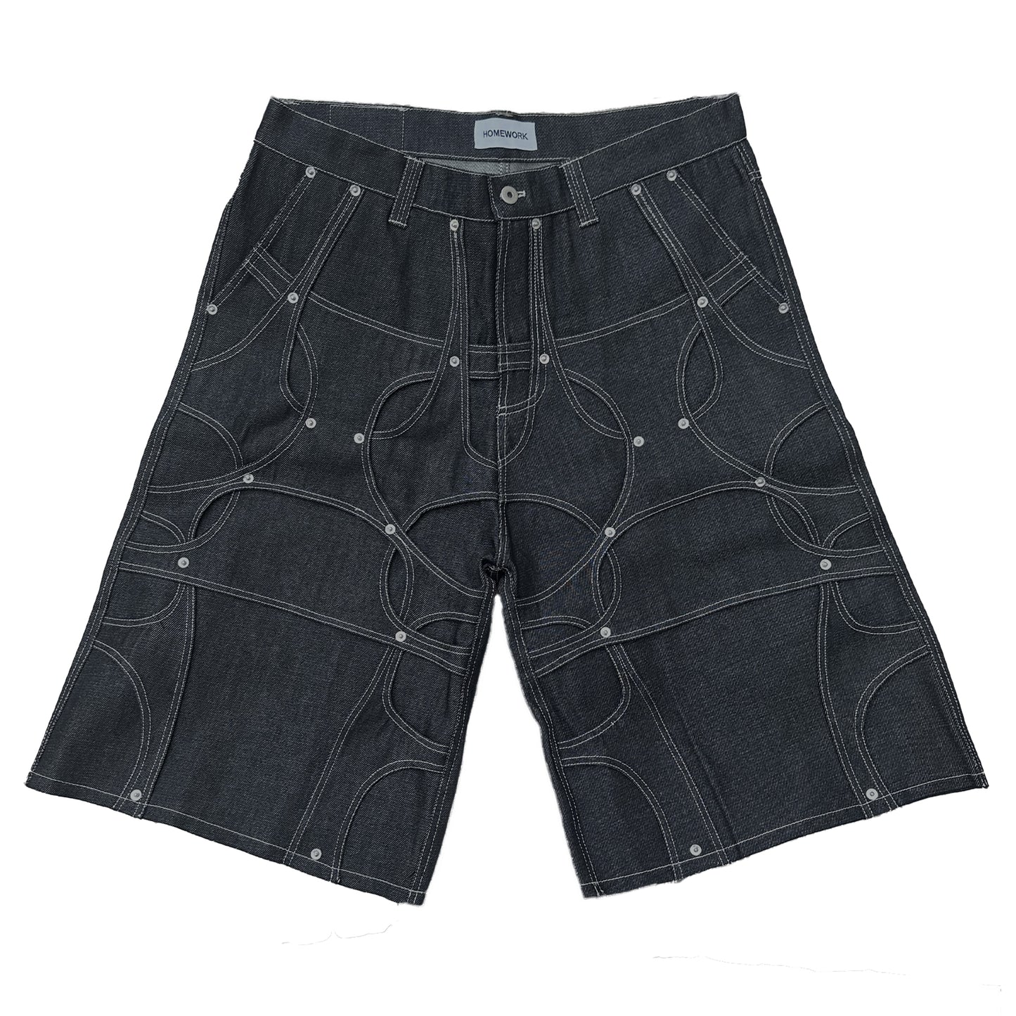 RAW DENIM ABSTRACT SHORTS BLACK