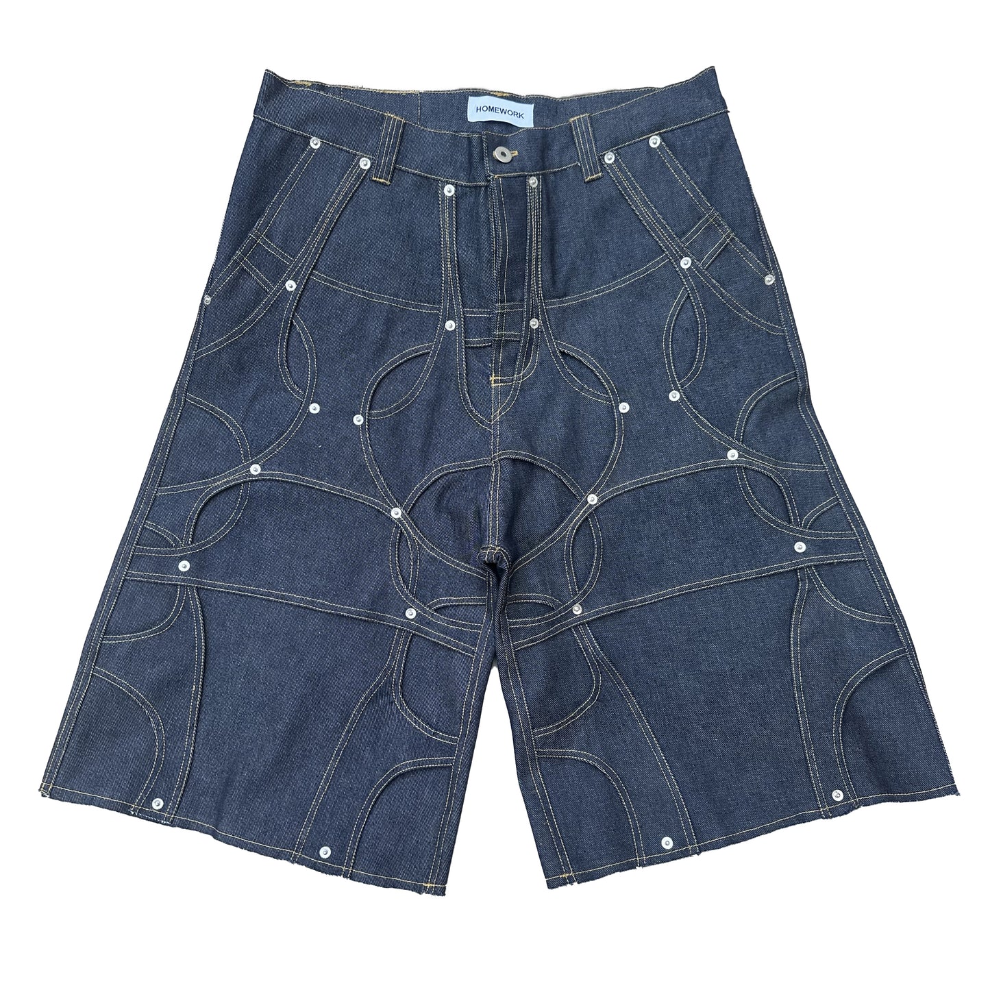 RAW DENIM ABSTRACT SHORTS BLUE
